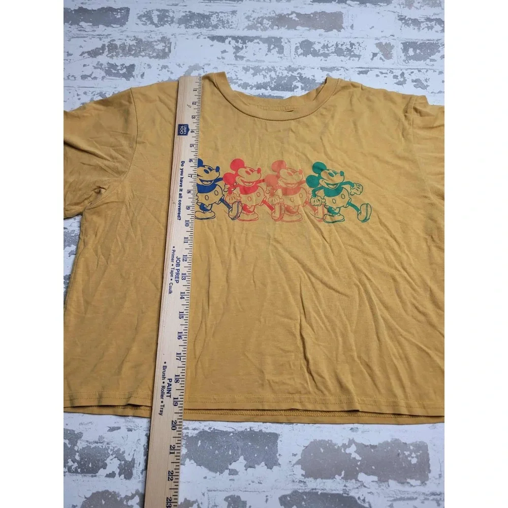 Disney‎ Mickey Mouse Crop Top Mustard Yellow Women's Large - Picture 4 of 6